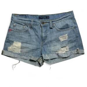 Levi’s Boyfriend 513 Vintage Light Denim Shorts With Pink Studd Detail Size 3